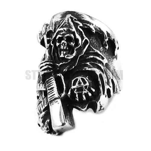Vintage Stainless Steel Grim Reaper Ring SWR0395 - Click Image to Close